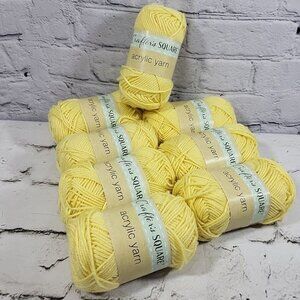 Crafters Square Acrylic Yarn Yellow Lot of 8 Skeins